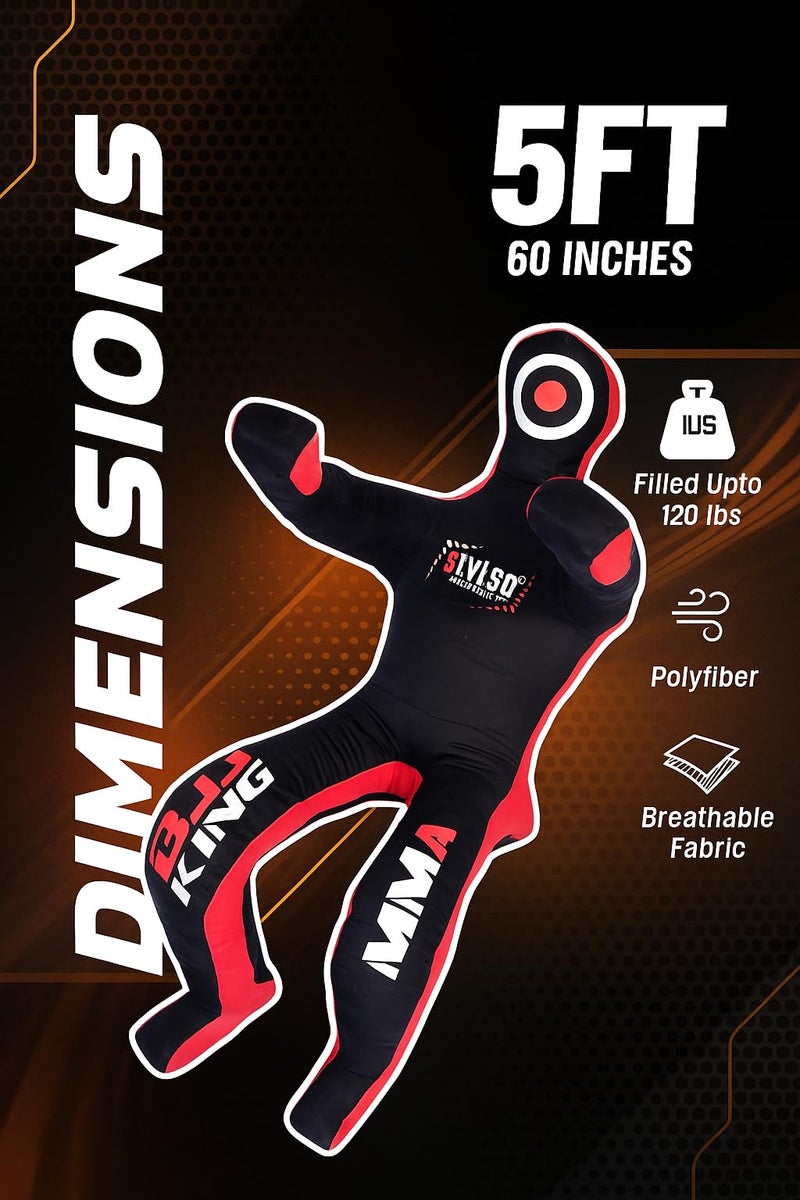 Stylso Un-Filled Grappling Dummy Wrestling Dummy Jiu Jitsu Dummy for BJJ MMA Judo Karate Practice Adult Kids and Youth Training Tackling Dummies - Black, 5ft / 60" - Image 5